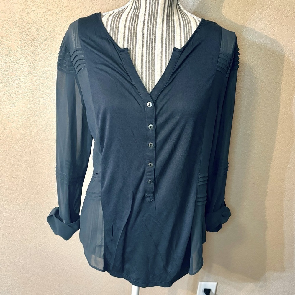 Gentlefawn Top Medium Black Grey Lightweight Viscose Super Soft Long Sleeves